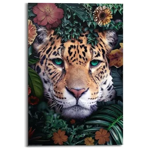 REINDERS Wandbild, Leopard, Wohnzimmer, Bilder, Wanddeko, Room Decor, MDF, Mehrfarbig, 90x60cm
