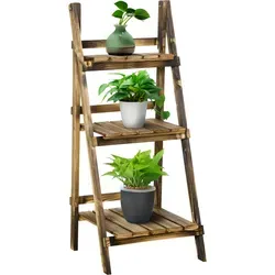 Outsunny Pflanzenständer - 3-stufiger Holzregal für Blumentöpfe - Pflanzenkästen & Spaliere, stabil aus robustem Tannenholz, ideal für Balkon und Terrasse, klappbar für platzsparende Lagerung.