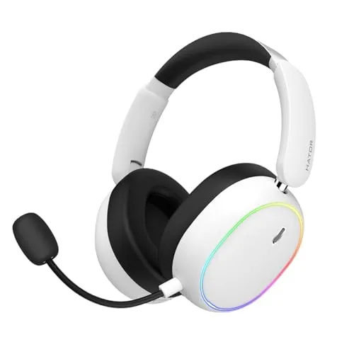 HATOR Phoenix 2 Wireless Gaming-Headset – 40mm Hi-Res Treiber, Hybrid ANC, Spatial Audio, Head Tracking, 2.4GHz & BT5.4, bis zu 45h Akku, inkl. Case – für PC, Konsole & Mobile, Weiß