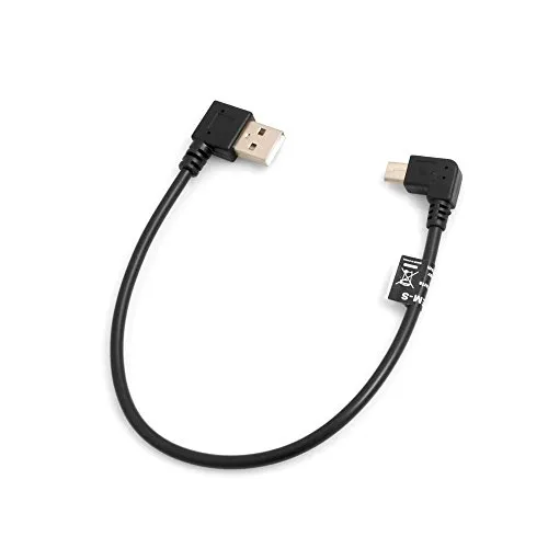 System-S Micro USB Kabel 90° Grad Links gewinkelt Winkelstecker zu USB 2.0 Typ A (Male) 90° Grad Links gewinkelt Datenkabel Ladekabel ca. 27 cm