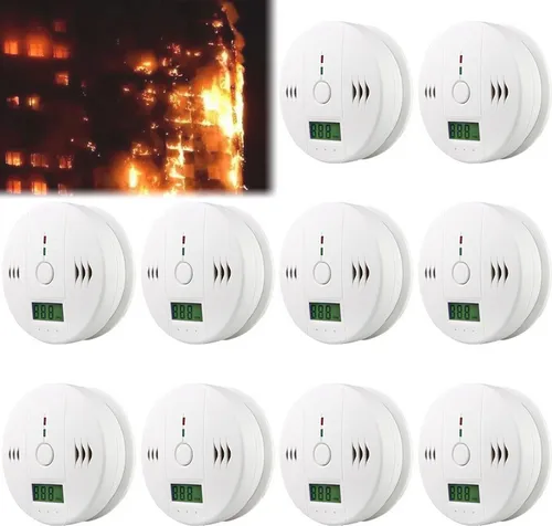 Peviasot CO Melder Alarm 10x Kohlenmonoxid Gasmelder Rauchmelder Gaswarner LCD Anzeige Kohlenmonoxidmelder Brandschutz CO Sensor