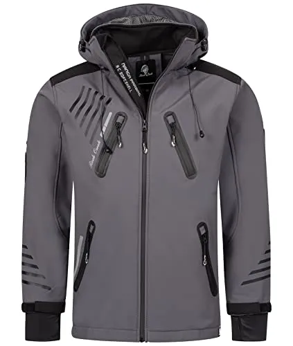 Rock Creek Herren Softshell Jacke Outdoorjacke Windbreaker Übergangs Jacke H-140 [Darkgrey 5XL]