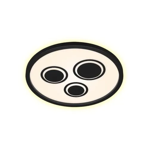 Briloner Leuchten - LED Deckenleuchte, Deckenlampe inkl. Hintergrundbeleuchtung und Dekorelemente, 22 Watt, 3.000 Lumen, 3.000 Kelvin, Weiß-Schwarz, 42,3cm 7368-015