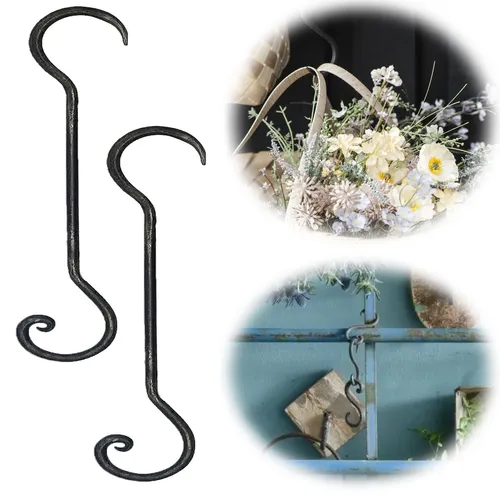 Vintage S-Haken Klein / Groß 7-24cm Kleiderhaken Eisen Schwarz Antik geschmiedet