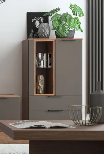 Highboard Stauraumschrank Anrichte Sideboard 76cm walnuss anthrazit