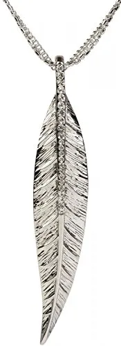 styleBREAKER Halskette mit Blatt Anhänger und glitzernden Strassteinen, 3 Ketten, Karabinerverschluss, Damen 05030019, Farbe:Silber