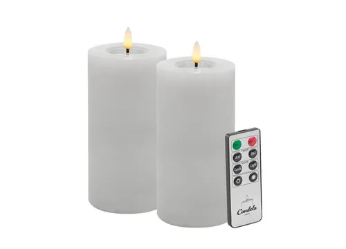 LC Home LED-Kerze LED Kerzen Set Winter Echtwachs Timerfunktion Fernbedienung dimmbar (Set, 2-tlg., LED Kerzen Winter, Teelicht und Stumpenkerze mit Reflexionsspiegel), LED Kerzen mit Timerfunktion Fernbedienung Dimmbar