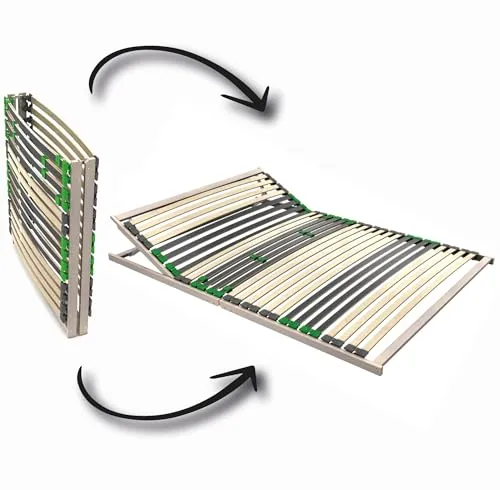 Fox2Fox Lattenrost 140x200 cm mit verstellbarem Kopfteil - Lattenrost mit 28 Leisten in 7 Zonen, individuell einstellbarer Härtegrad und Duo-Kautschukkapen für optimalen Schlafkomfort – einfach auspacken und aufklappen, keine Montage nötig.