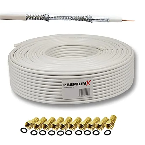 Premium X 30m SAT Koaxial Kabel 135dB - HiFi-Kabel für hervorragenden Empfang mit 4-fach Alu Abschirmung und 135 dB Schirmungsmaß, ideal für 4K UHD, Full HD und DVB-S/S2, DVB-C/T.