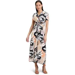 Betty Barclay Damen Midikleid mit Raffung - Feminin geschnittenes Sommerkleid aus Jersey, ideal für City und Reisen. Der V-Ausschnitt und die Raffungen verleihen einen eleganten Look. Vielseitig kombinierbar für jeden Anlass.