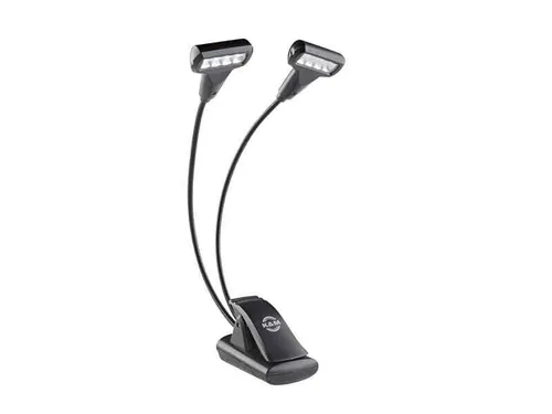K&M 12273 Notenpultleuchte Double4 LED T-Model Flexlight Schwarz - Schreibtischlampen – Leistungsstarke LED-Leuchte mit 2 x 4 schaltbaren LEDs in 2 Helligkeitsstufen und angenehmem warmweißem Licht, ideal für Musiker.