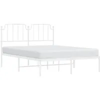 Bettgestell mit Kopfteil Metall Weiß 150x200 cm - Robustes Bettgestell aus pulverbeschichtetem Stahl, bietet hervorragende Rückenunterstützung und zusätzlichen Stauraum unter dem Bett – ideal für dein Schlafzimmer!