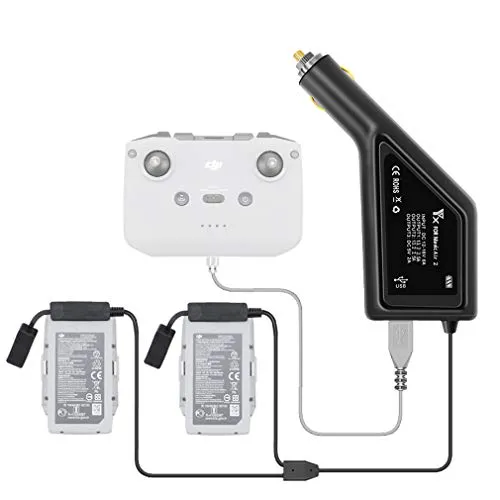 LYONGTECK Akku Kfz Ladegerät für DJI Air 2S, Mavic Air 2 Drohne, 3-in-1 Autoladegerät Batterie 12v Akkuladegerät, Akkuladestation Hub Zubehör