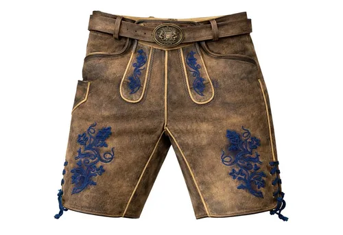 Maddox Trachtenlederhose 'Utz' mit Gürtel, Wildbock er-blau