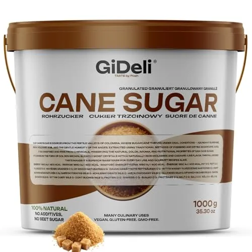 GiDeli Rohrzucker 1kg unraffiniert im Eimer