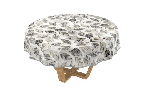 Abwaschbare Tischdecke 100x100cm Rund Grau mit Blätter-Aquarell-Design - Elegante abwaschbare Tischdecke in Grau mit Blätter-Design, ideal für drinnen und draußen. Pflegeleicht und wetterfest – perfekt für festliche Anlässe und den täglichen Gebrauch!