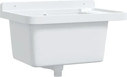 vidaXL Ausgussbecken 50x35cm - Sanitäranlagen & Zubehör – Langlebiges Waschbecken aus 100% PP, ideal für Werkstatt, Keller oder Garten, mit praktischem Überlauf und Seifenablage für zusätzlichen Komfort.