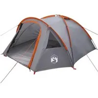 vidaXL Campingzelt Grau und Orange – Geräumiges Dome Zelt für Outdoor-Abenteuer - Zelt für Familien und Gruppen, 308 x 268 x 130 cm, wasserdicht und einfach aufzubauen – ideal für Sommer-Camping in der Natur.