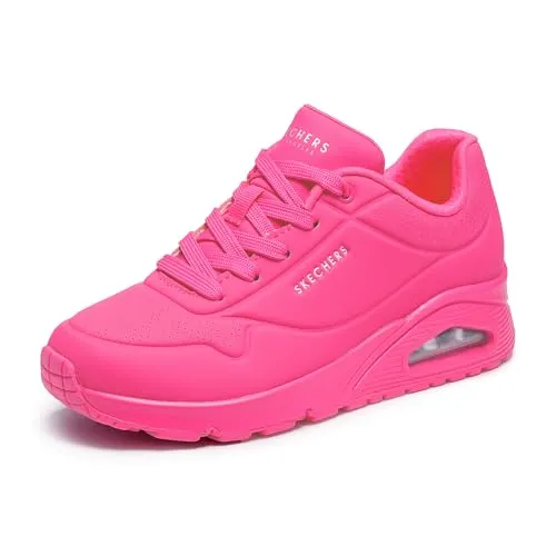 Skechers Damen Uno Night Shades Sneaker - Hot Pink Durabuck, 41 EU - Damen-Sneaker mit luftgekühlter Memory-Schaum Einlegesohle für höchsten Komfort und modischem Schnürdesign in auffälligem Hot Pink.