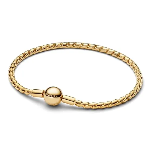 PANDORA Moments Runder Verschluss Flügel-Kettenarmband - Armbänder für Damen, aus Sterling Silber mit 14K Vergoldung, ideal zum Personalisieren mit Charms und von Hand gefertigt für höchste Qualität.