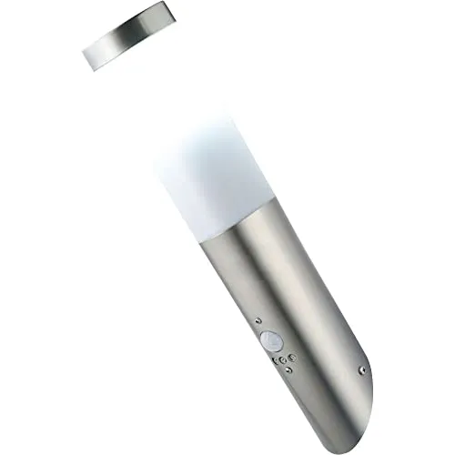 LED Außenlampe Wandleuchte mit Bewegungsmelder aus Edelstahl - Elegante Wandleuchte für den Außenbereich mit IP44 Schutz. Bewegungsmelder für zusätzliche Sicherheit und im Lieferumfang enthaltenes LED-Leuchtmittel.
