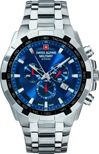Swiss Alpine Military by Grovana Herrenuhr - Chrono 10 ATM, massives Edelstahlband und Stoppuhrfunktion für den aktiven Mann