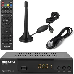 Megasat T644 DVB-T2 Receiver mit Zimmerantenne und HDMI Kabel