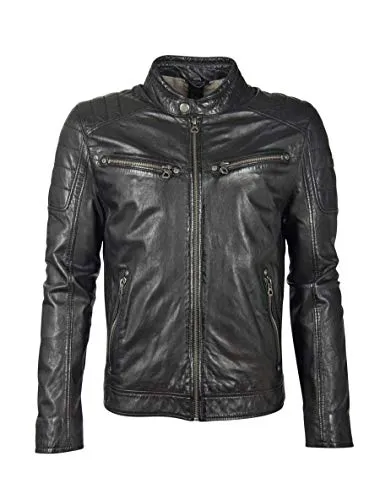 Gipsy by Mauritius Lederjacke GBDerry - Funktionsjacke aus hochwertigem Lammnappa Leder, ideal für Biker und Modebewusste. Mit Reißverschlusstaschen und stylischem Stehkragen in bio black.