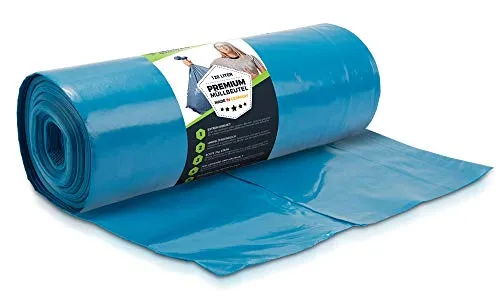 Müllsäcke 120L Blau 10 BEUTEL - Extrem Reißfest - Abfallsäcke - Abfall Beutel XXL - Typ 100 Extra - Müllbeutel 120 L - 70 µ - 700x1100 mm - LDPE - Großer Müllsack - 120 Liter - Super Stark Mülltüten