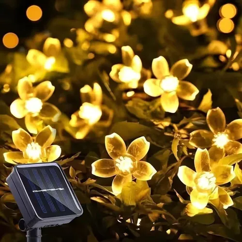 5m 20 LED Solar Lichterkette Kirschblüten Außen Garten Beleuchtung LED 8 Modi