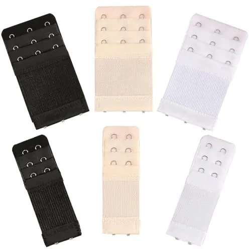 Stück BH VerläNgerung FüR Damen, BH VerläNgerung 3 Reihen 2 Haken 3 Haken, BH Verschluss VerläNgerung - Schwarz,Weiß,Hautfarbe 6