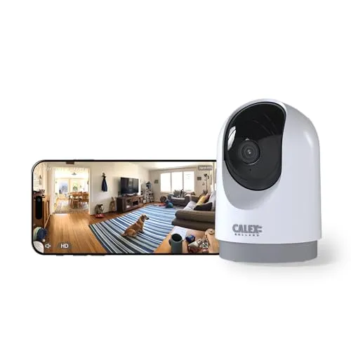 CALEX Indoor Pan & Neigung Kamera, WiFi Sicherheitskamera für Innen, 2K - Überwachungskamera mit 2K Auflösung und Nachtsicht, steuerbar per Smartphone App für optimale Sicherheit und einfache Installation ohne Hub.