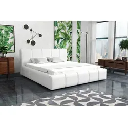 Polsterbett Bett Doppelbett GENUA Komplettset 140x200cm Kunstleder Soft Weiss