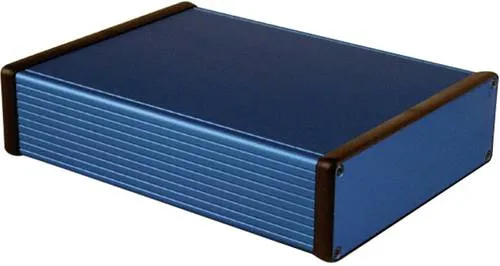 Hammond Electronics 1455T2201BU Universal-Gehäuse - Aluminium-Gehäuse in Blau, 220 x 165 x 51.5 mm, ideal für individuelle Elektronikprojekte und bietet optimalen Schutz.