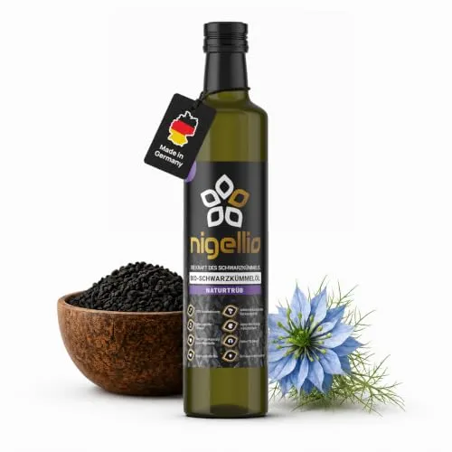 Nigellio® Nigella Schwarzkümmelöl Bio kaltgepresst 500ml – naturrein für vielseitigen Genuss