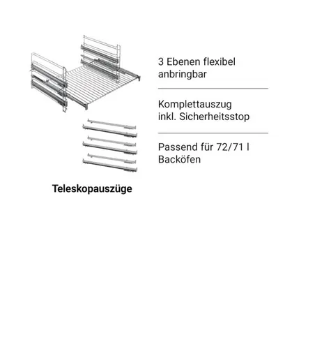 AEG Vollauszug 3-fach TR3LFV - Sicherheitsstopp für AEG Backöfen, einfaches Herausziehen von Blechen ohne Festhalten