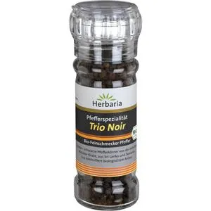 Herbaria Pfeffer Trio Noir, Schwarzer Pfeffer, BIO, ganze Pfefferkörner in der Mühle, 50g