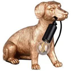Dackel Tischleuchte in Gold, 28x13x23,5 cm - Tischleuchte in Dackel-Form, goldfarbig, mit E14-Fassung für individuelles Licht. Ideal für Wohnzimmer, Nachttisch oder als dekorativer Akzent.