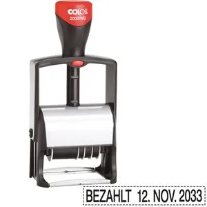 Colop Stempel 2000 WD - Datumstempel mit 12 Lagertexten, auswechselbares Stempelkissen und robuste Bauweise für langlebige Nutzung