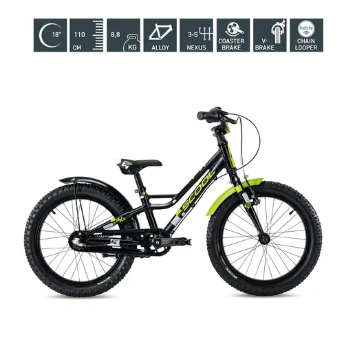S´COOL faXe 18 Zoll 3-Gang Kinderrad black-lemon von S'cool coolmobility Scool