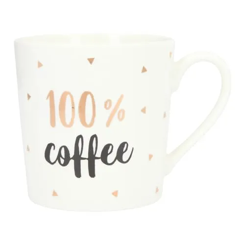 Depesche 5909.021 Tasse mit Henkel, aus Porzellan, 300 ml, mit Aufschrift, 100% coffee