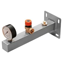 SUNEX Sicherheitsgruppe für Trinkwasserinstallationen aus Edelstahl, Sicherheitsventil 6 bar, Installations-Set für Warmwasserspeicher & Boiler - Silber