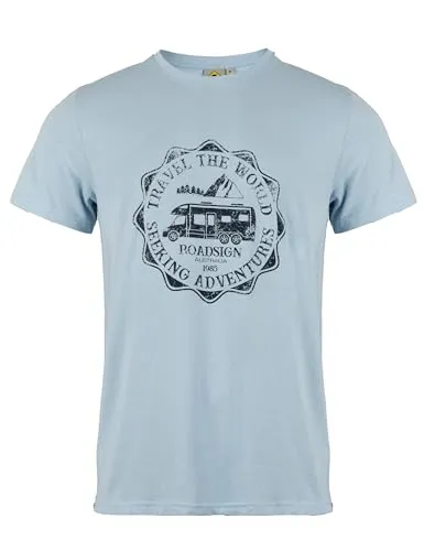ROADSIGN australia Herren T-Shirt mit klassischem Print & Rundhalsausschnitt, für Casual-& Outdoorlooks blau, XL