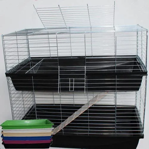 XXL 1m Doppel Hasenkäfig für Meerschweinchen von Heimtiercenter