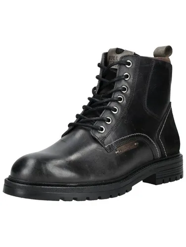 Bullboxer Schnürstiefelette Leder/Textil in Grau/Schwarz - Größe 44 EU - Stylische Schnürstiefelette aus Leder und Textil, ideal für den Alltag. Mit 4 cm Blockabsatz und bequemer Passform für jeden Anlass.