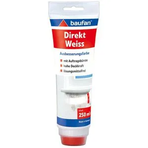 Baufan Wandfarbe Direkt Weiß, weiß, Dispersionsfarbe, matt, 250ml