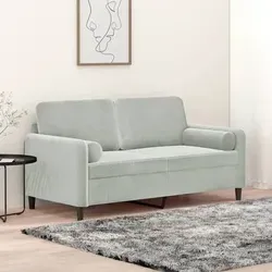 vidaXL 2-Sitzer-Sofa Hellgrau mit Zierkissen von vidaXL