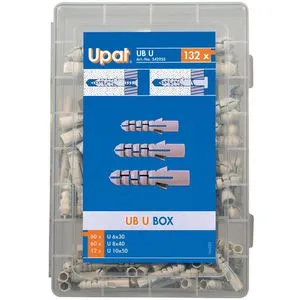 Upat Dübel 542955, UB U Box, 3 Größen, Universaldübel, 132-teilig, 60 Stück