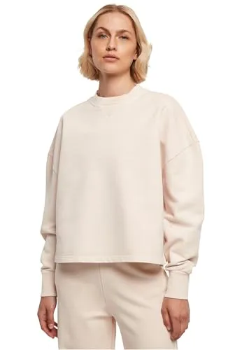 Urban Classics Damen Heavy Terry Crewneck pink, XS - Oversize Sweatshirt für Damen aus schwerer Baumwolle mit geschlitzten Seitennähten und V-Einsatz, ideal für lässige Looks und hohen Tragekomfort.