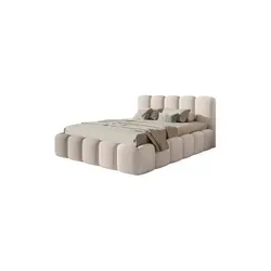 Selsey Polsterbett Cloudy II 140x200 cm - Elegantes Polsterbett mit Bettkasten für platzsparende Aufbewahrung und stilvollem Boucle-Gewebe in Hellbeige. Ideal für moderne Schlafzimmer!